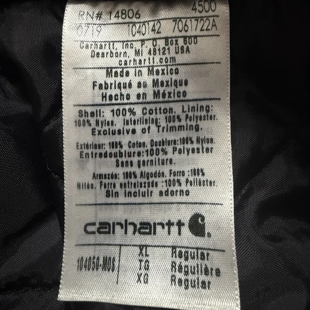 Carhartt Coat Jacket Green Duck Canvas Hooded Insulated Quilted 104050 MOS XL